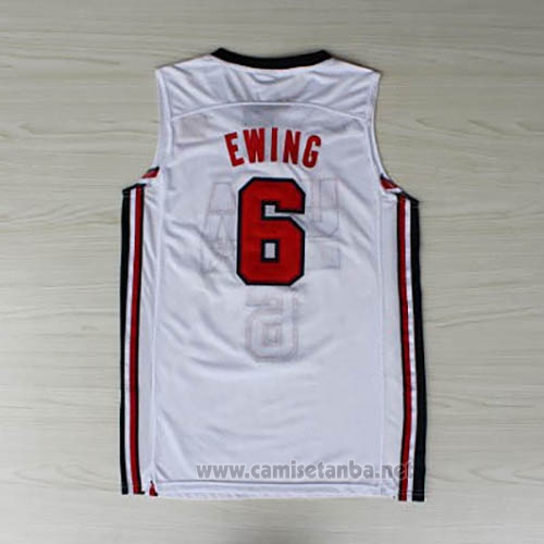 Camiseta USA 1992 Patrick Ewing #6 Blanco
